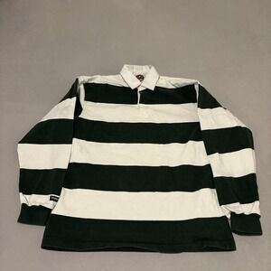 Barbarian Rugby Wear Mens XXL Green White Striped Long Sleeve Polo Shirt Canada
